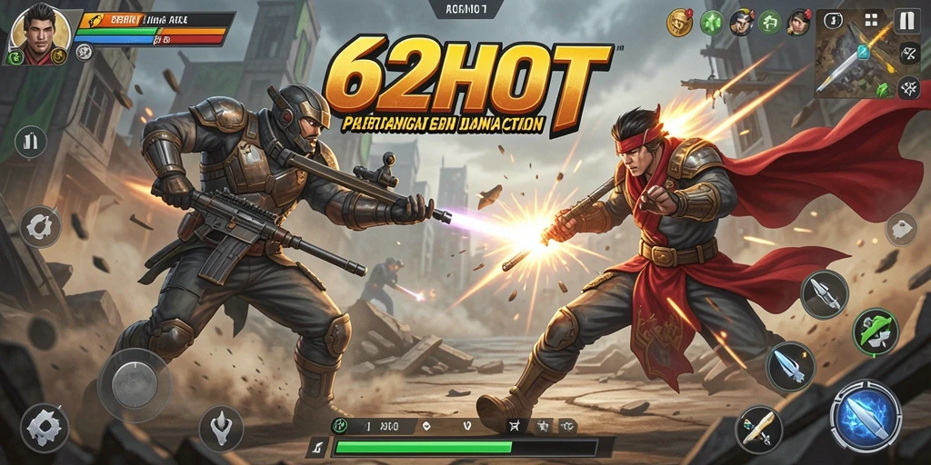 Tampilan gameplay seru dan mendebarkan dalam 62HOT.