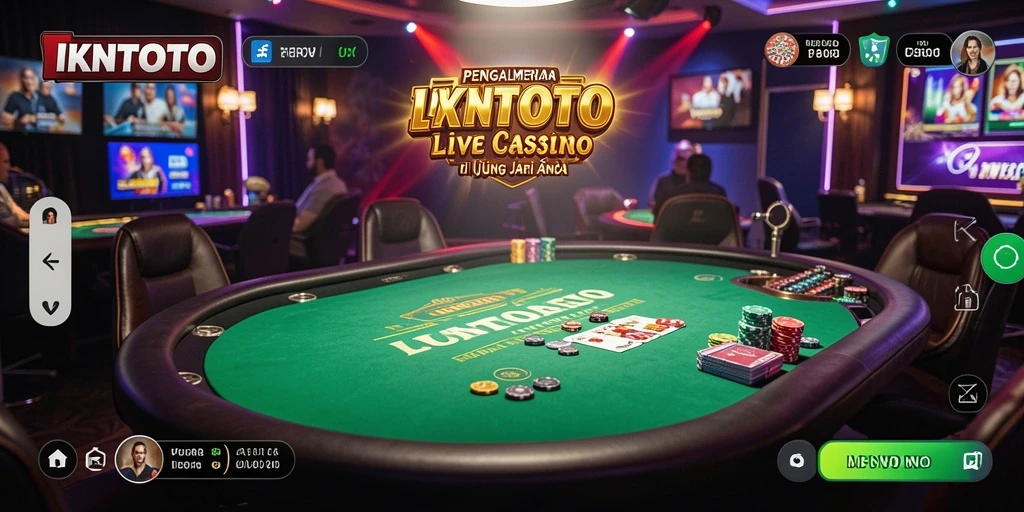 Screenshot gameplay IKNTOTO menampilkan dealer profesional dalam suasana Live Casino.