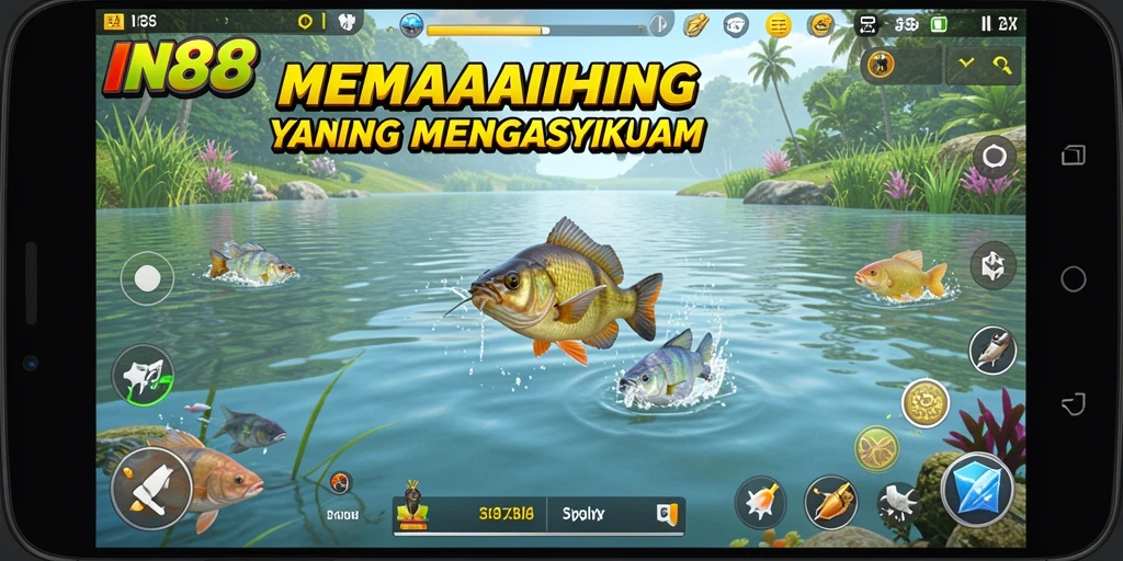 Tampilan gameplay IN88 yang seru saat menangkap ikan.