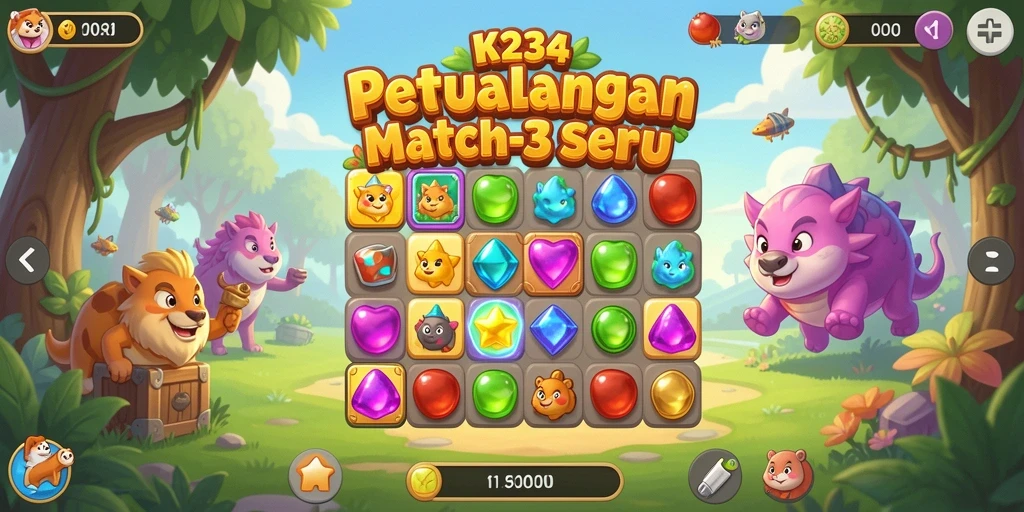 Tampilan gameplay seru K234 yang menantang di setiap level Match-3.