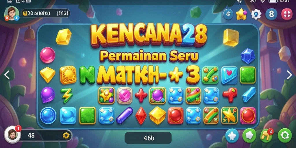 Tampilan seru permainan Match-3 KENCANA28 dengan warna-warni yang menarik.