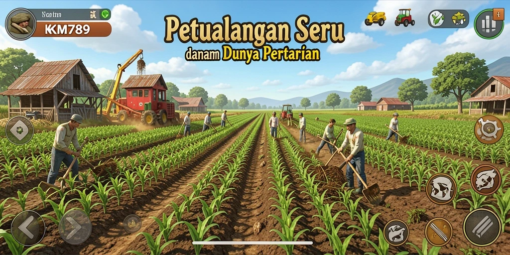 Tampilan gameplay seru di KM789 dengan berbagai tanaman.