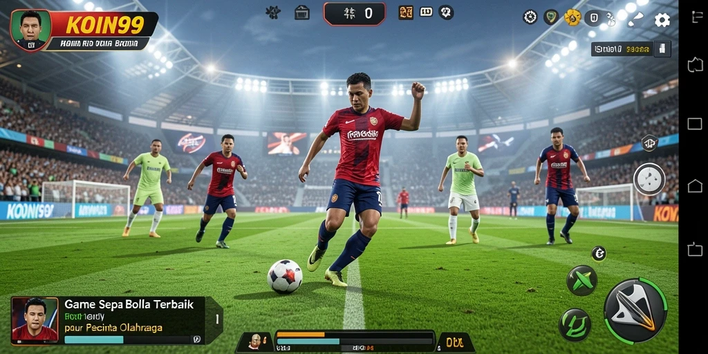 Gameplay seru di KOIN99 dengan aksi sepak bola yang mendebarkan.