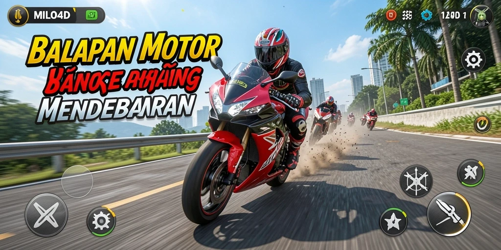 Tampilan gameplay balapan motor yang mendebarkan di MILO4D.