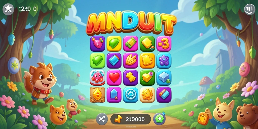 Tampilan gameplay <strong>MNDUIT</strong> yang penuh warna dan menyenangkan.