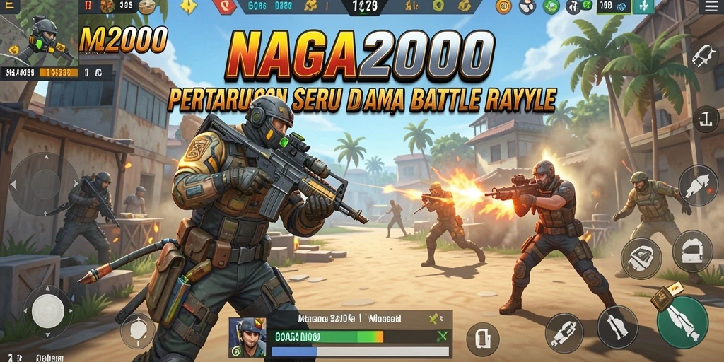 Screenshot NAGA2000 menunjukkan aksi menegangkan dalam pertempuran Battle Royale.