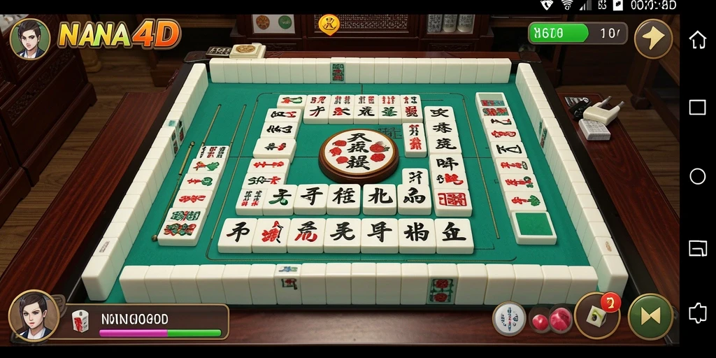 Screenshot utama NANA4D menampilkan gameplay Mahjong yang seru dan menarik.