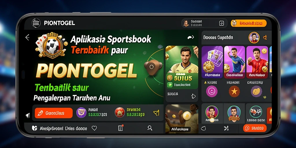Tampilan utama aplikasi PIONTOGEL dengan antarmuka Sportsbook yang menarik.