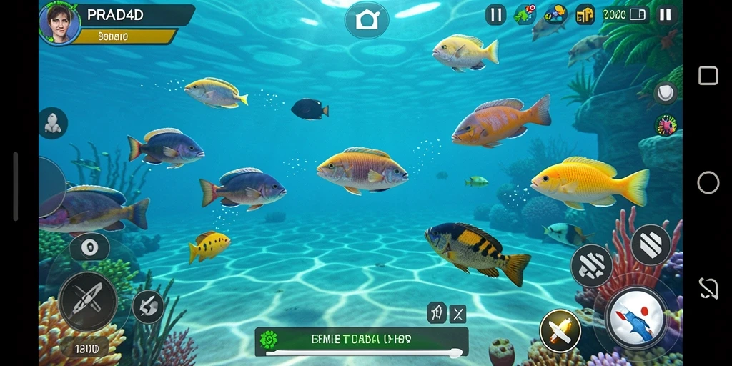 Tampilan menembak ikan yang seru dan penuh warna.