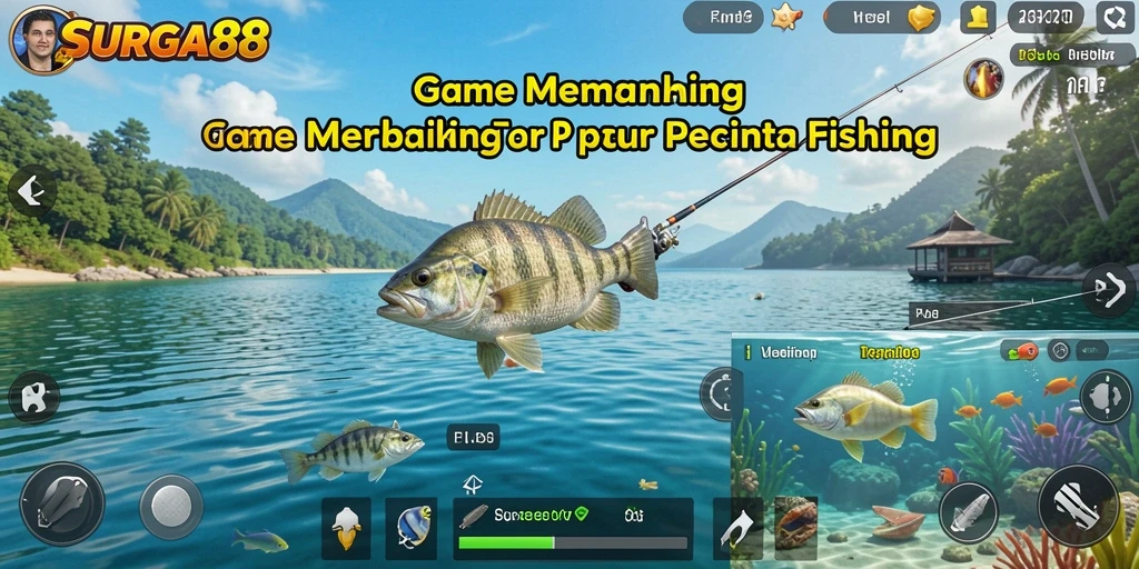 Tampilan gameplay SURGA88 saat menangkap ikan.